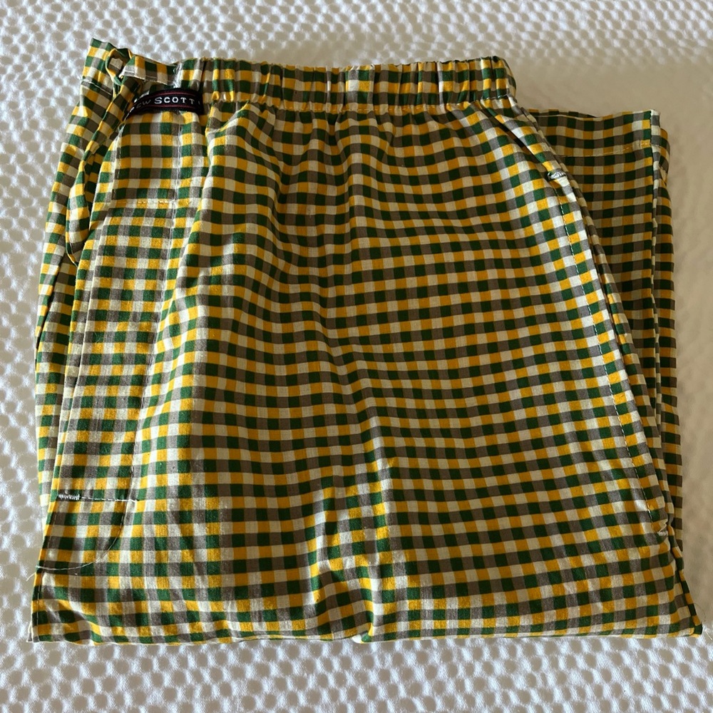 Andrew Scott NWOT 60% Cotton Loungewear Drawstring Shorts in Gingham